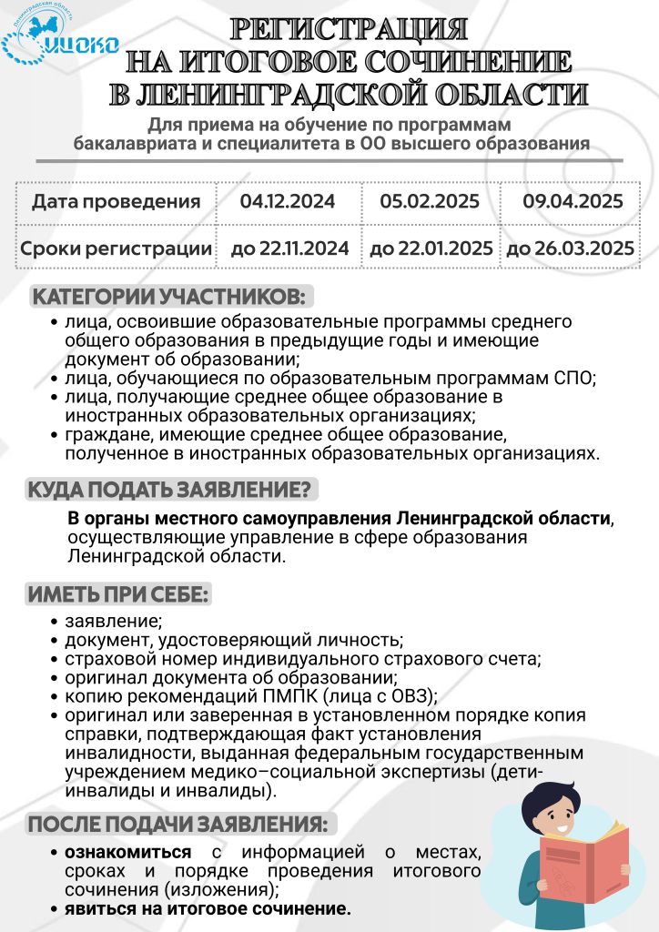 Регистрация на итоговое сочинение/изложение 2024/2025